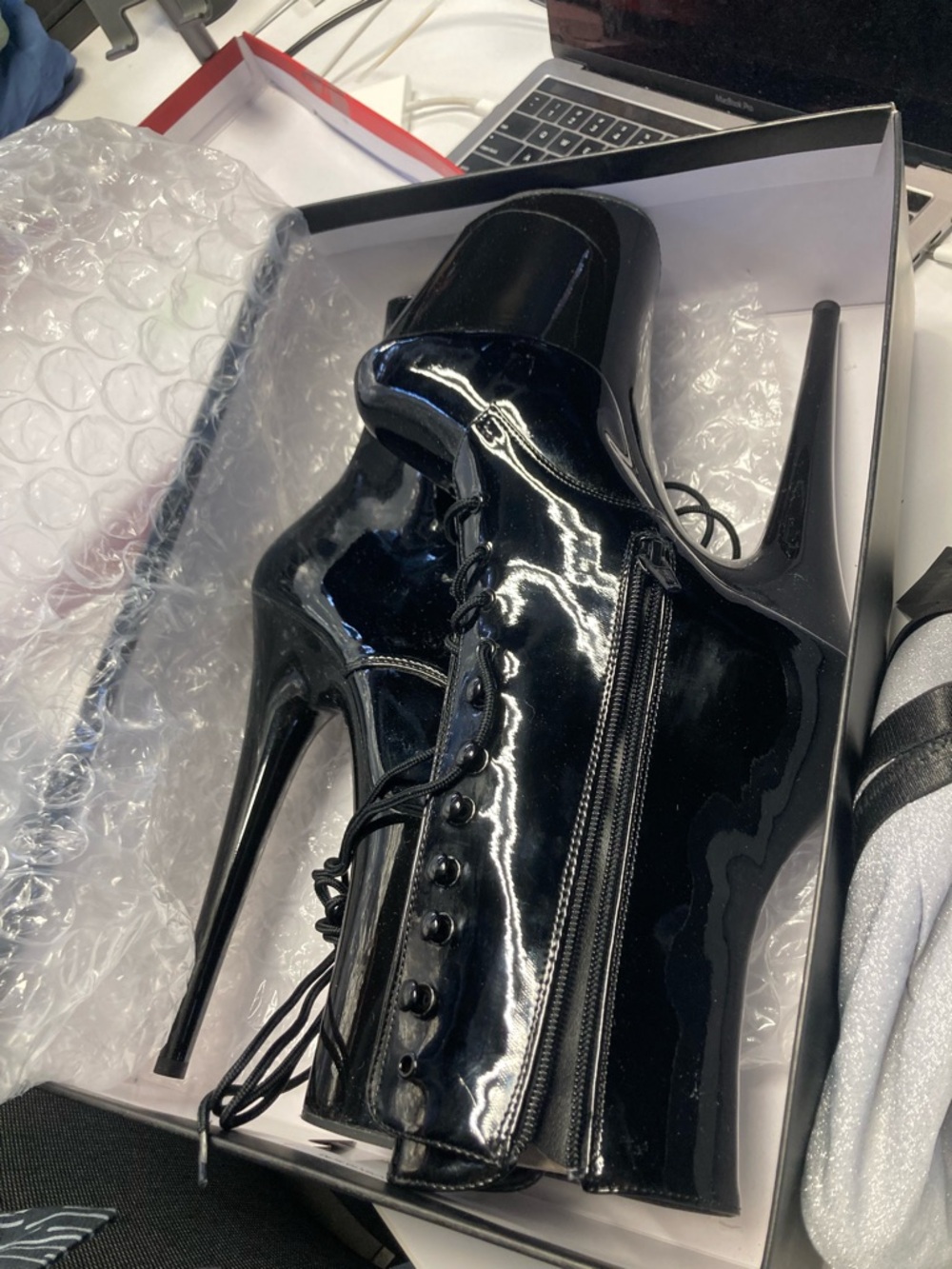 Pleaser Black flamingo 8 inch womens size 8 ankle boots new